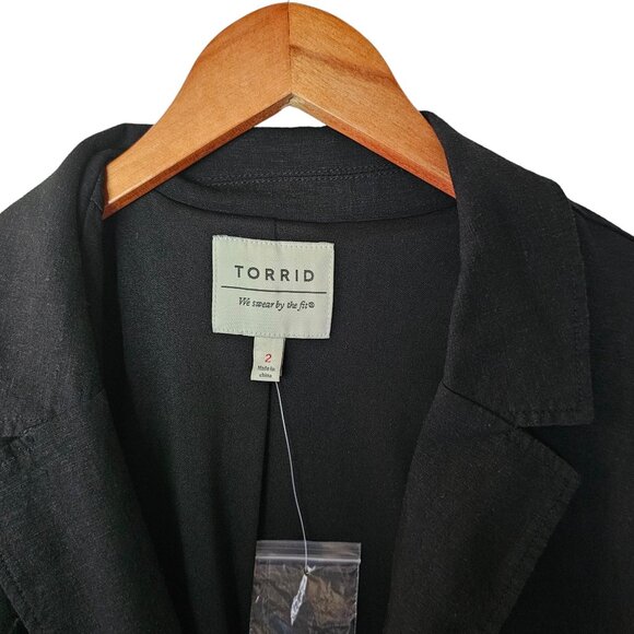 Torrid Linen Relaxed Fit Blazer Plus Size 2X NWT Lined Double‎ Button Front - Picture 6 of 13